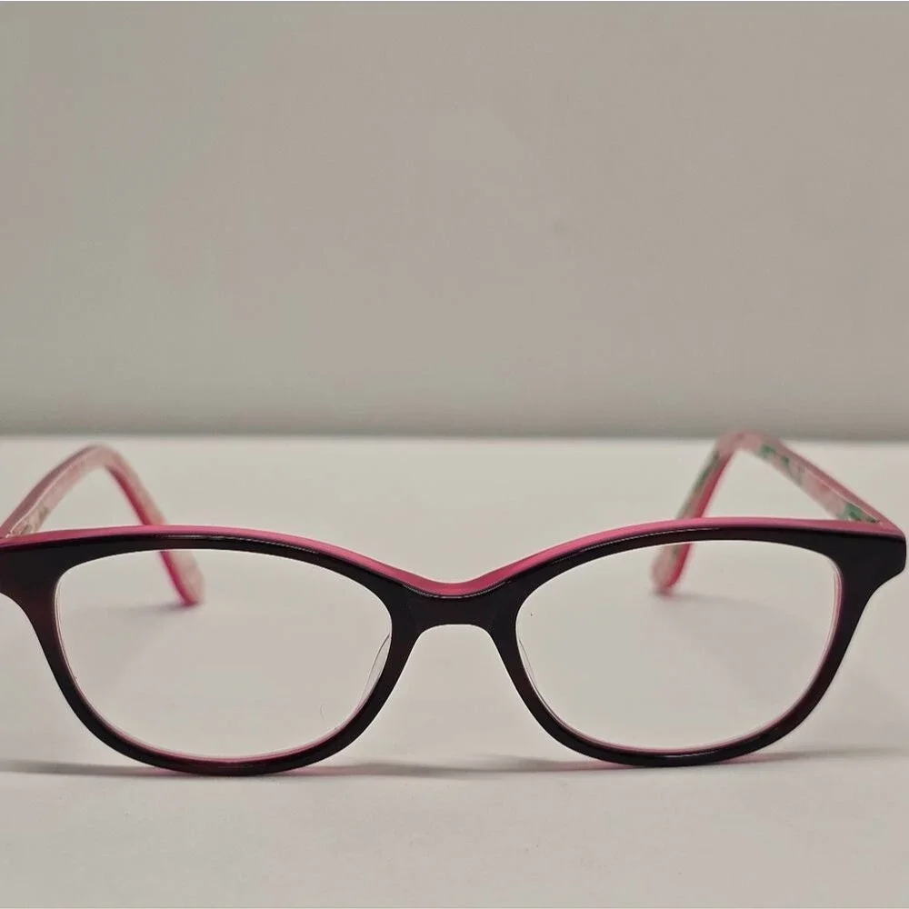 Lilly Pulitzer Girls Pink Burgundy Eyeglasses Frames 45-15-125